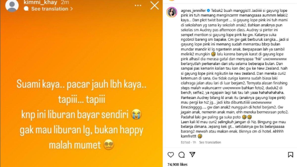 CURHATAN AGNES JENNIFER - Tangkapan layar curhatan TikToker Agnes Jennifer di Instagram pada Sabtu (1/2/2025). Agnes Jennifer kuak sosok selingkuhan suaminya.