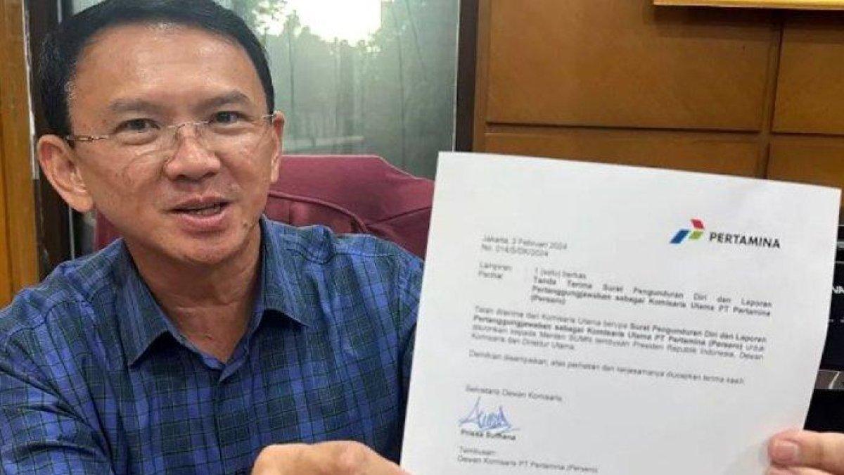 Ahok mengundurkan diri dari Komisaris Utama PT Pertamina, Jumat (2/2/2024).