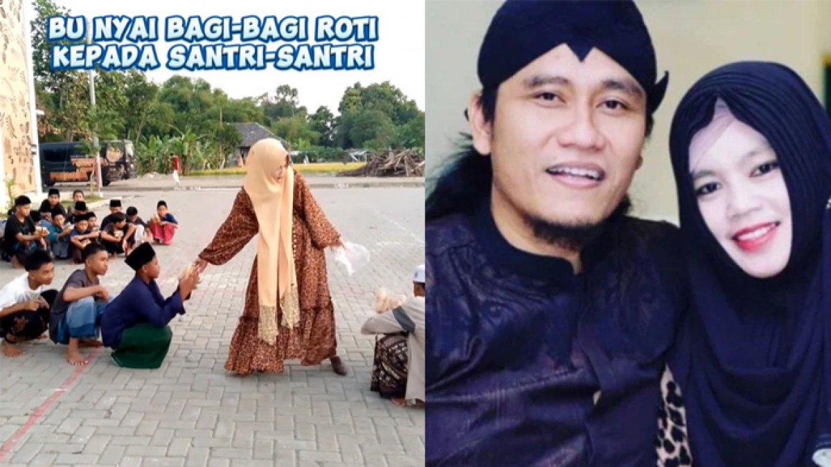 Aksi Ning Astuti istri Gus Miftah saat bagi-bagi roti ke para santri viral