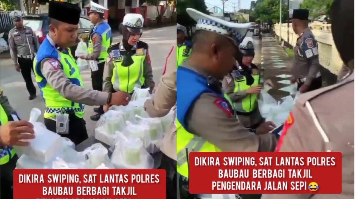 Aksi bagi-bagi takjil polisi sepi peminat gegara malah dikira razia