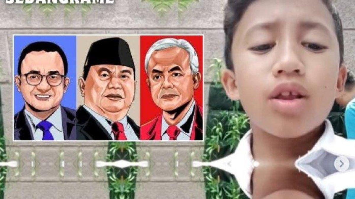 Aksi bocah sampaikan aspirasi minta capres berikan anak-anak di Indonesia jatah 2 Juta per bulan, jika setuju bakal dipilih