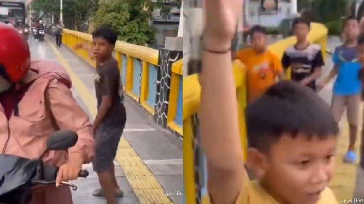 Aksi terpuji dilakukan rombongan bocil di kawasan Jalan Matraman Raya, Jakarta Timur