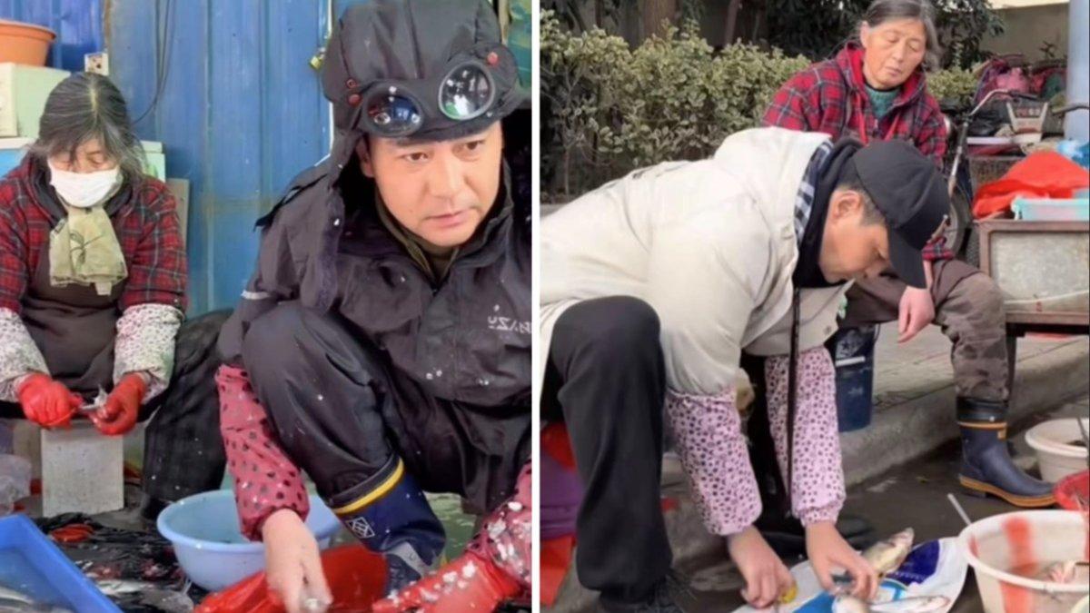 Aktivitas Li Fei saat berjualan ikan