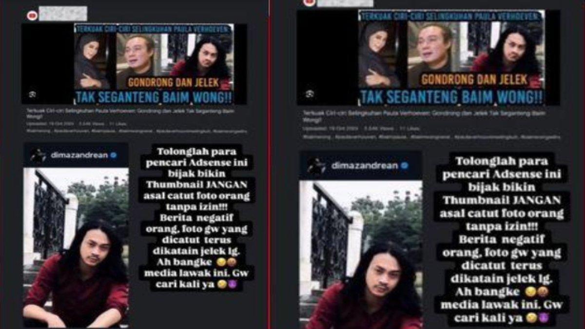 Aktor Dimas Andrean ngamuk karena dituduh jadi selingkuhan Paula Verhoeven.