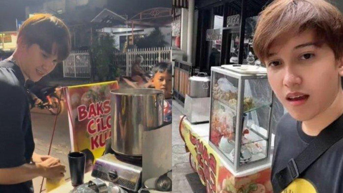 Aktor Sidik Eduard jualan cilok di pinggir jalan a