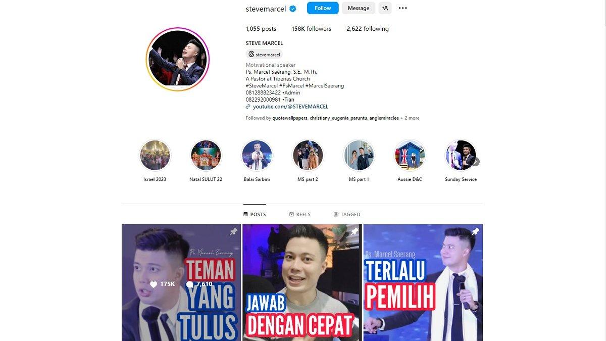 Akun Instagram Pendeta Steve Marcel