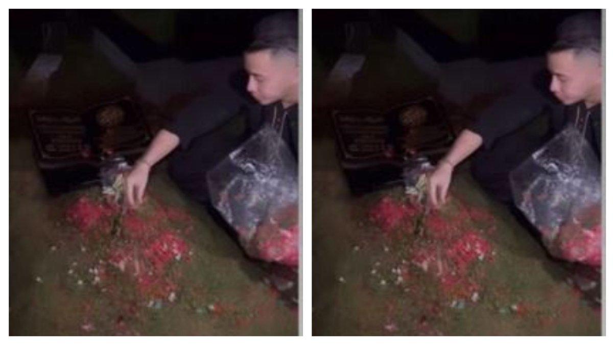 Anggi Pratama ziarah ke makam Stevie Agnecya di hari Lebaran
