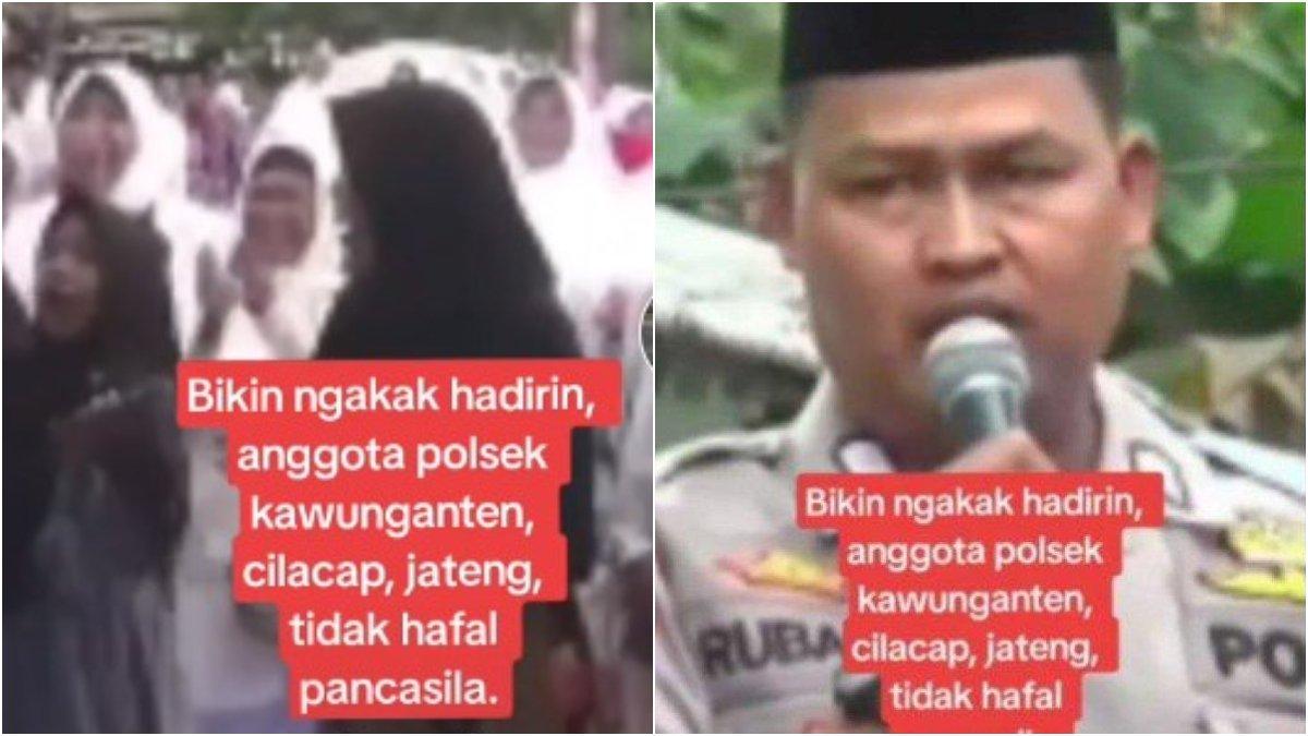 Anggota Polisi di Cilacap disoraki karena tidak hafal pancasila.