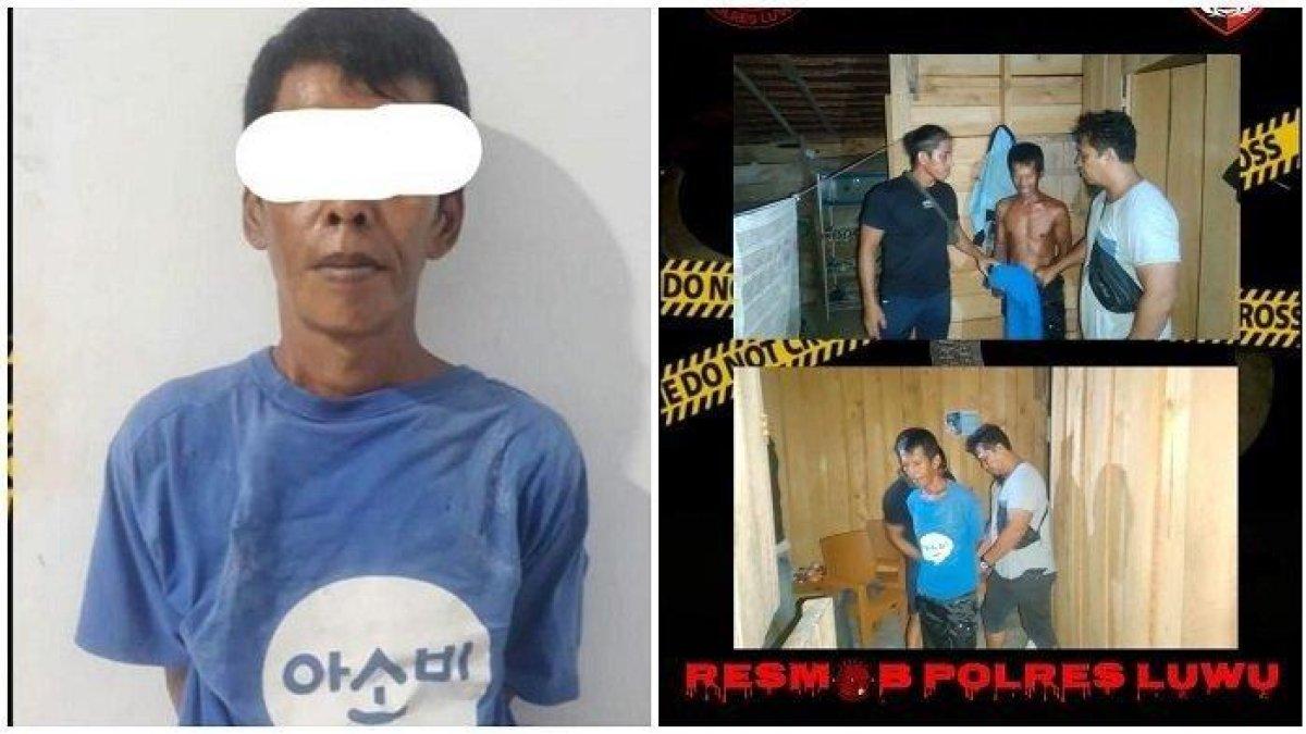 Anggota Resmob Polres Luwu menangkap pria yang meracuni anak dan istrinya.