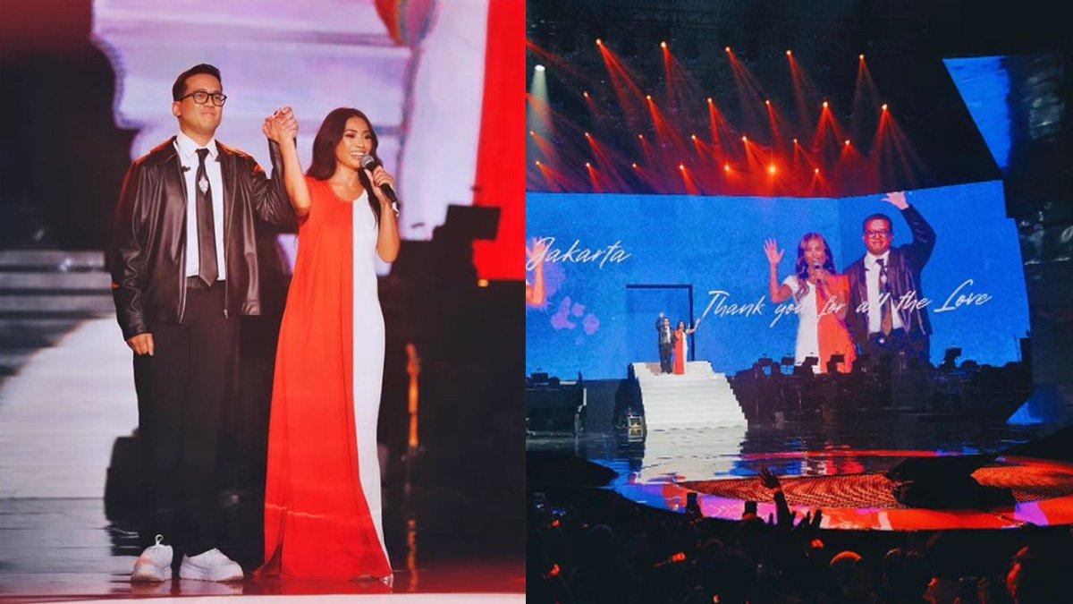 Anggun C Sasmi pakai gaun rancangan Didit Hediprasetyo di konsernya