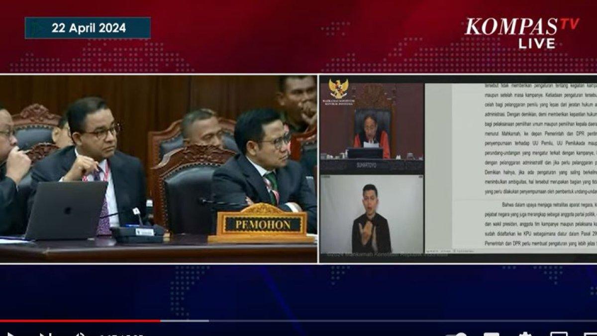 Anies Baswedan dan Cak Imin dengarkan pernyataan hakim MK