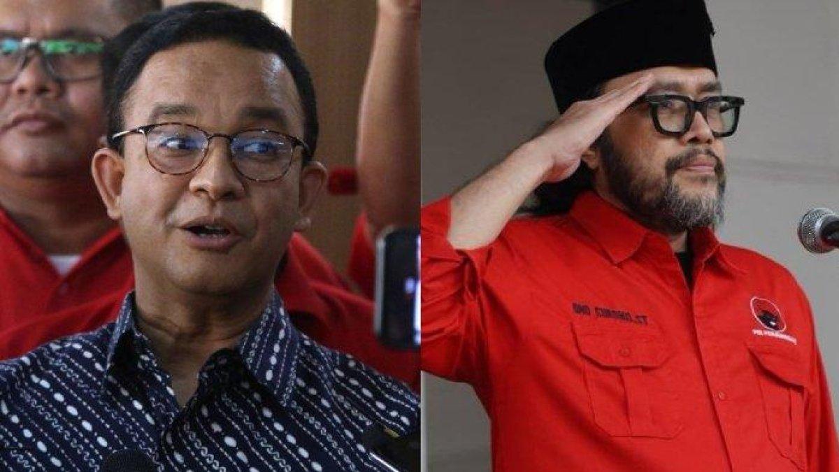 Anies Baswedan (kiri) dan Ono Surono (kanan). Ono Surono membeberkan alasan PDIP batal mengusung Anies Baswedan di Pilkada Jabar.