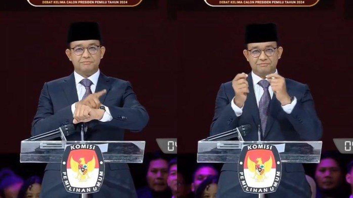 Anies Baswedan pakai bahasa isyarat di debat capres
