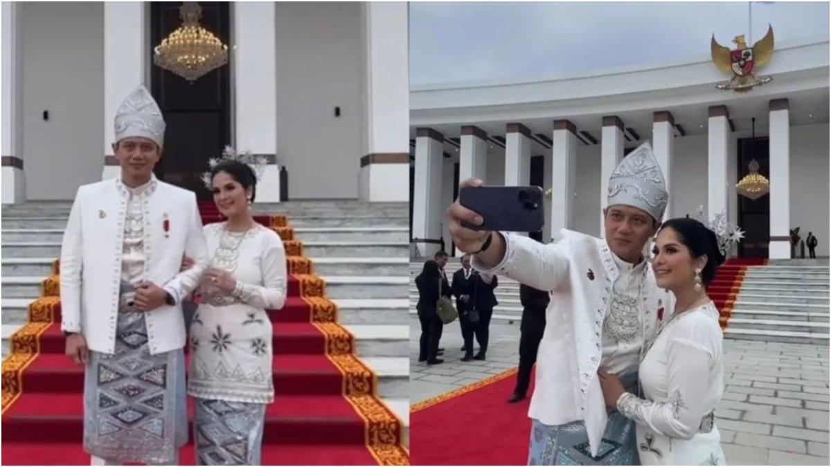 Annisa Pohan dan AHY saat hadir di momen upacara HUT ke-79 RI di IKN