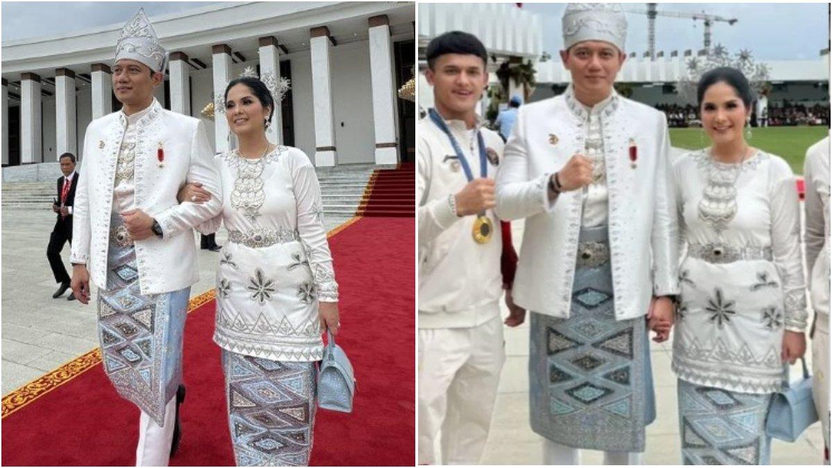 Annisa Pohan pakai tas Balenciaga keluaran terbaru saat upacara di IKN.