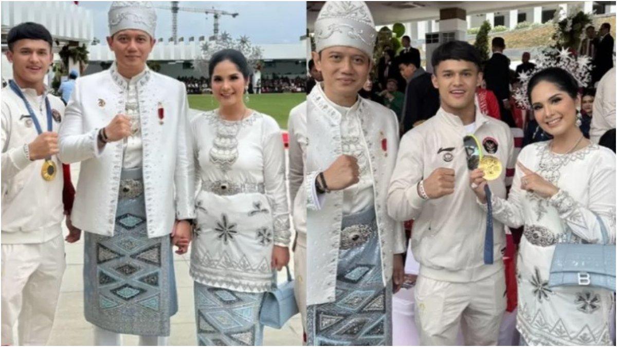 Annisa dan AHY tampak berfoto dengan Rizki Juniansyah.