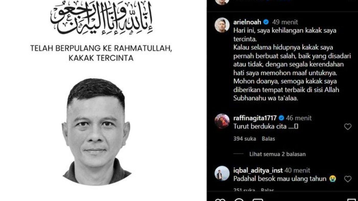 Ariel NOAH tengah berduka, sang kakak meninggal dunia.