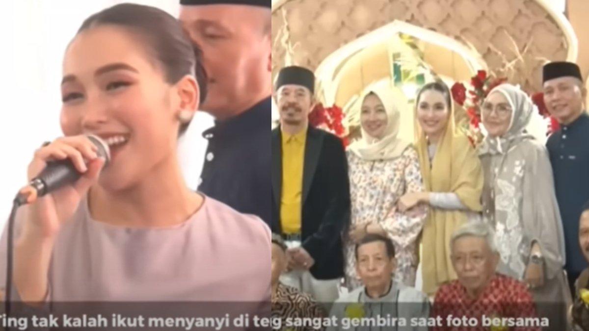 Ayu Ting Ting dan keluarga Fardhana gelar acara halal bihalal, camer bereaksi lihat sang biduan disawer saat nyanyi.