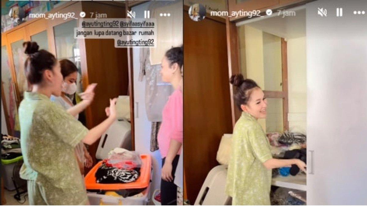 Ayu Ting Ting jual baju bekas.