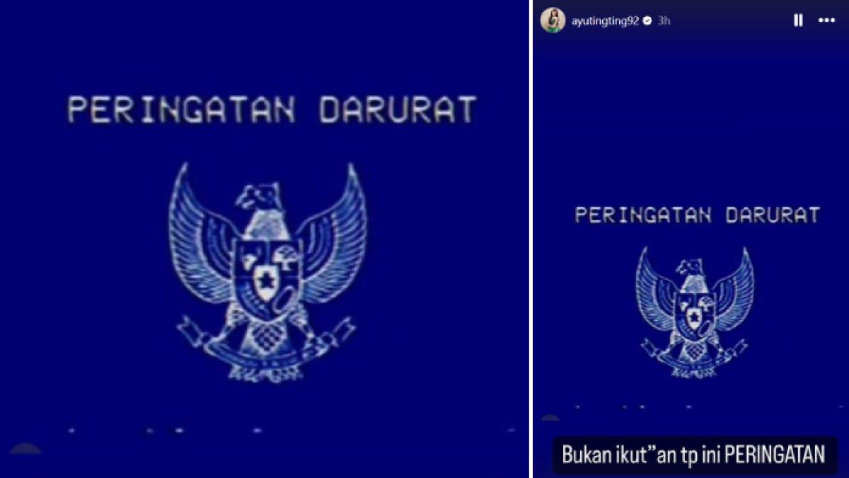 Ayu Ting Ting mengunggah Garuda Biru “Peringatan Darurat” di Instagram Story pada Kamis (22/8/2023).