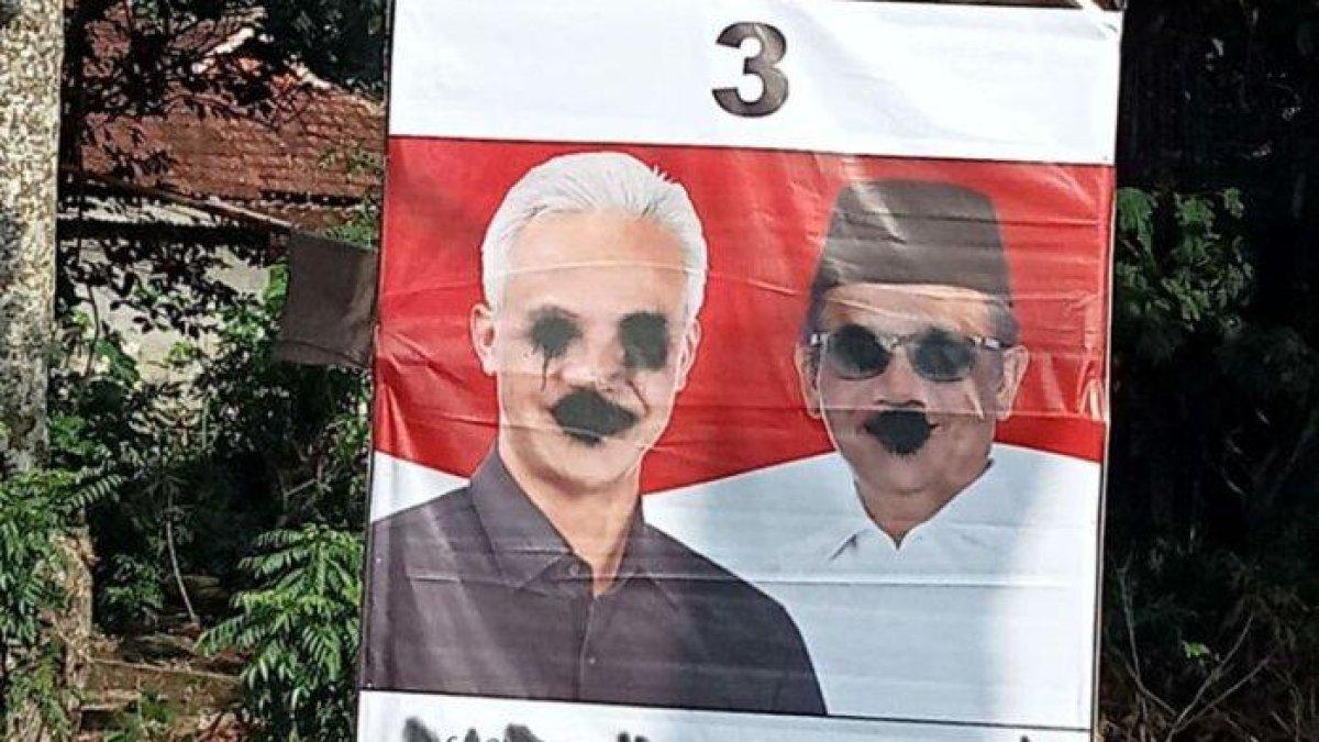 Baliho Ganjar-Mahfud di Jata Timur jadi sasaran vandalisme