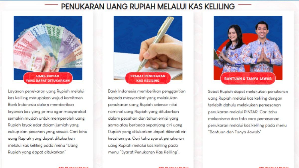 TUKAR UANG BARU - Tangkapan layar website Bank Indonesia terkait penukaran uang baru pada Senin (24/2/2025). Bank Indonesia hadirkan program Semarak Rupiah Ramadhan dan Berkah Idul Fitri (Serambi).