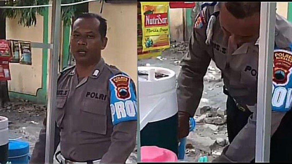 Bripka Agus Sugianto, polisi nyambi jualan es teh