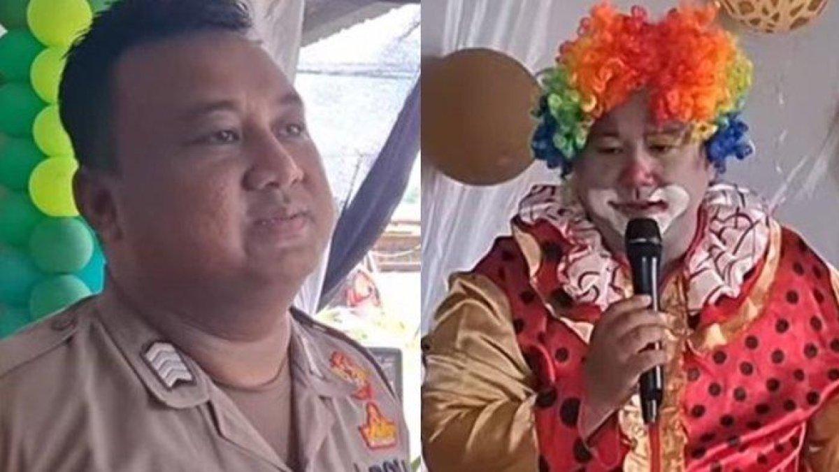 BRIPKA FARDRIANSAH NYAMBI JADI BADUT SULAP- Bripka Fardriansah, anggota Polda Bangka Belitung kini menjadi sorotan lantaran nyambi jadi badut sulap usai pulang dinas viral di media sosial, Rabu (12/2/2025). Adapun awal mula Bripka Rian jadi badut ternyata sejak tahun 2005