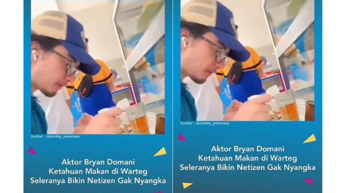 MOMEN KETEMU ARTIS - Foto Bryan Domani makan di warteg, diolah dari TikTok.com @organizerluvisa, Senin (27/5/2025).  Intip momen tak terduga ketemu artis.
