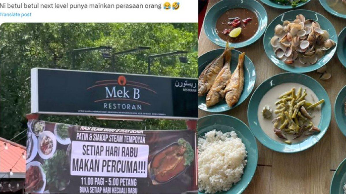 Buat pengumuman makan gratis di hari Rabu saat warungnya tutup