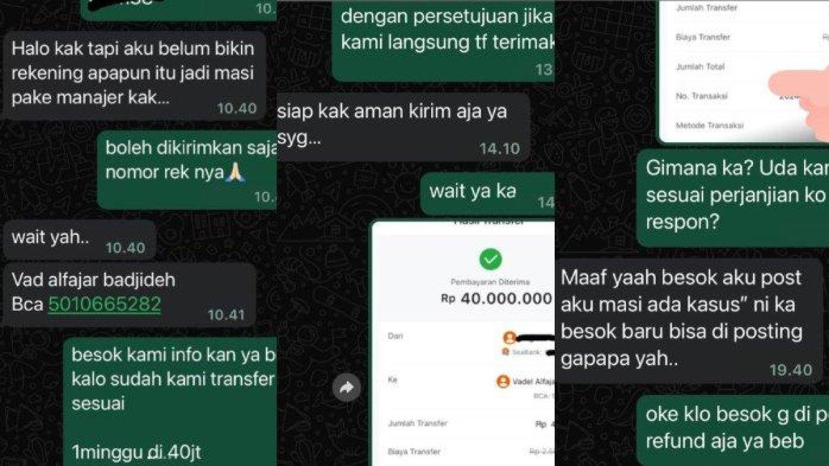 Bukti Lolly lakukan penipuan endorse.