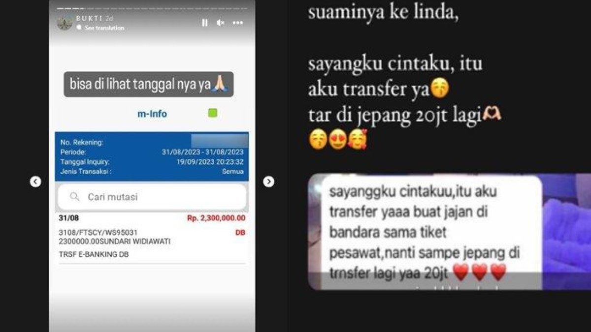 Bukti SL transfer uang Rp 20 juta diduga untuk selingkuhannya