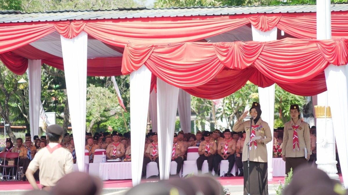 Bupati Klaten Sri Mulyani memimpin Upacara Peringatan Hari Pramuka ke-63