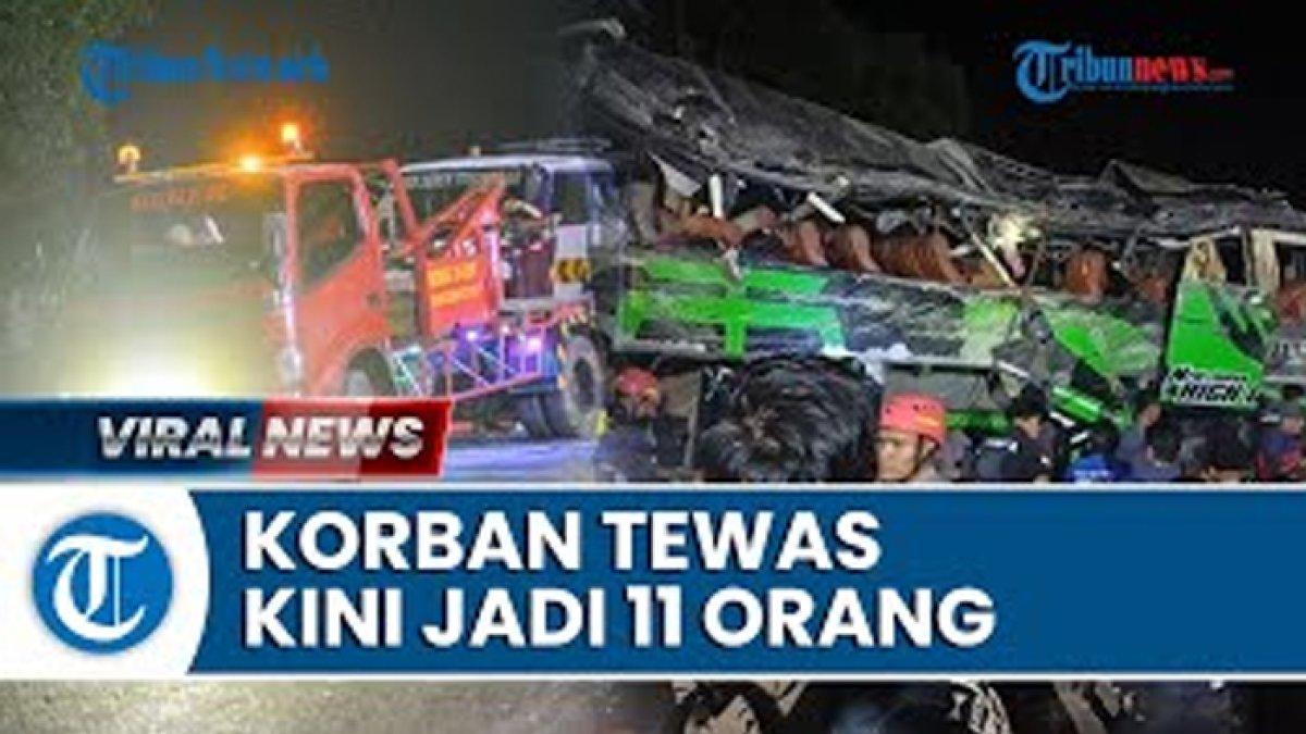 Bus rombongan SMK Lingga Kencana, Depok, Jawa Barat (Jabar), mengalami kecelakaan di Subang, Jabar, Sabtu (11/5/2024) malam.