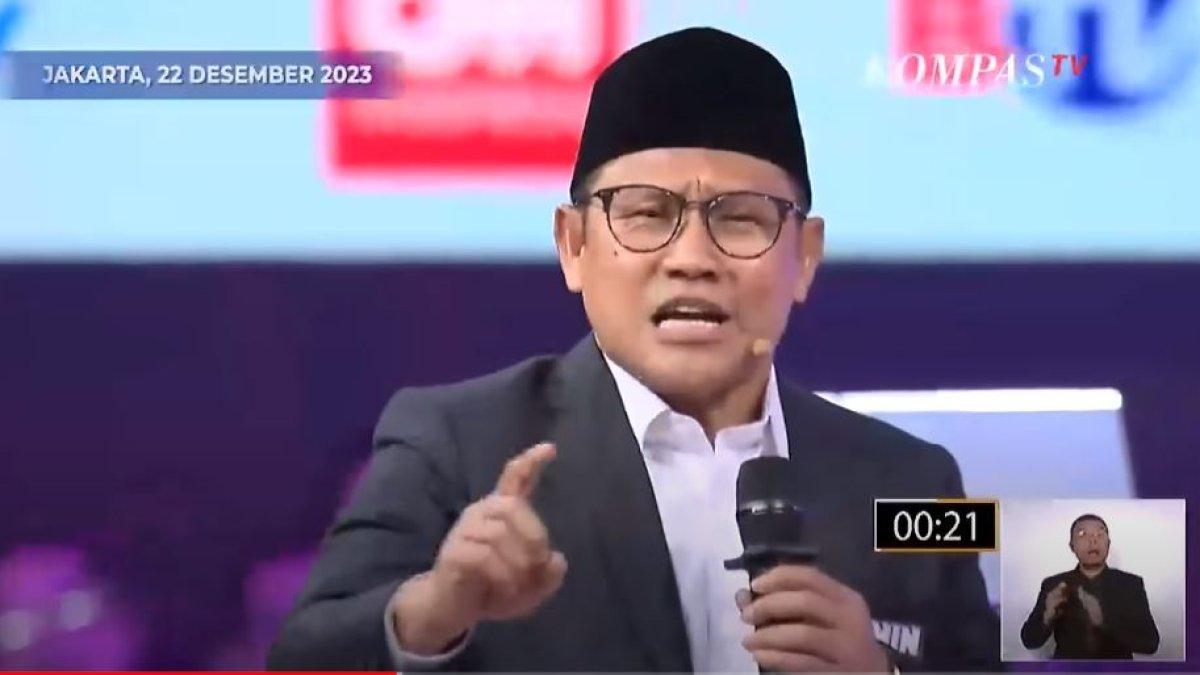 Cak Imin saat debat cawapres, Jumat (22/12/2023)