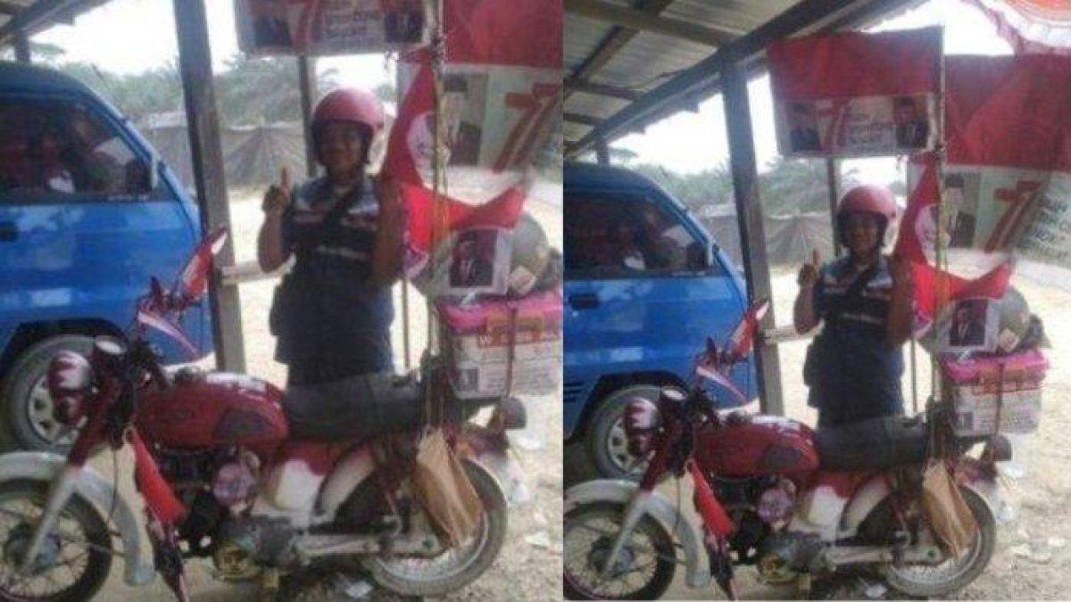 Cak Muklasin yang viral karena nekat ke IKN dengan motor tua Yamaha L2 tahun 1970 demi mengikuti upacara di IKN, Sabtu (17/8/2024).