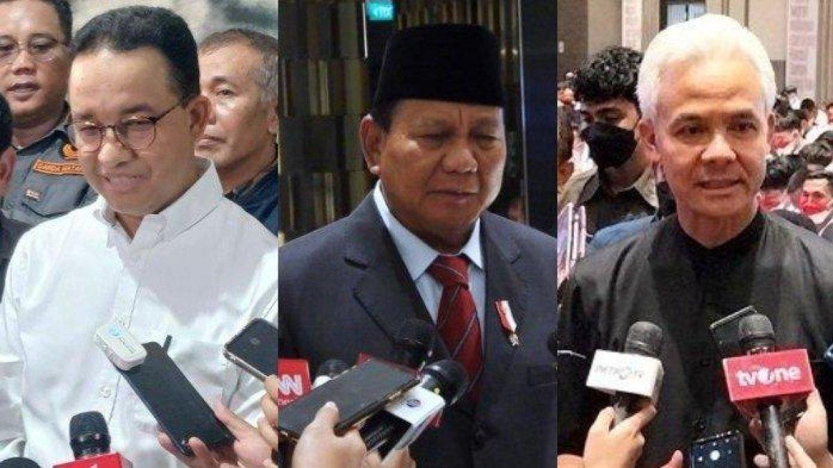 Calon Presiden RI, Anies Baswedan, Prabowo Subianto, dan Ganjar Pranowo.