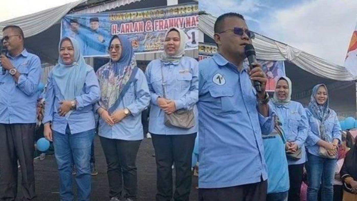 Calon Wali Kota Prabumulih, H Arlan, memperkenalkan keempat istrinya