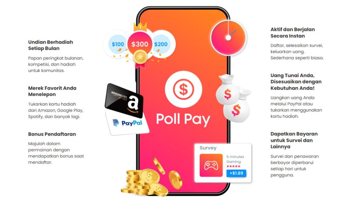 Cara Hasilkan Uang dengan Aplikasi Poll Pay, Rutin Isi Suvei Harian