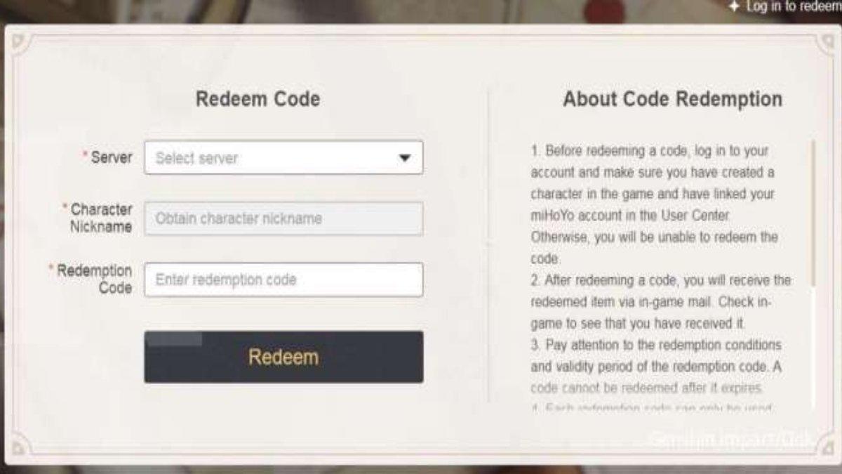 Cara klaim redeem code atau kode redeem Genshin Impact.