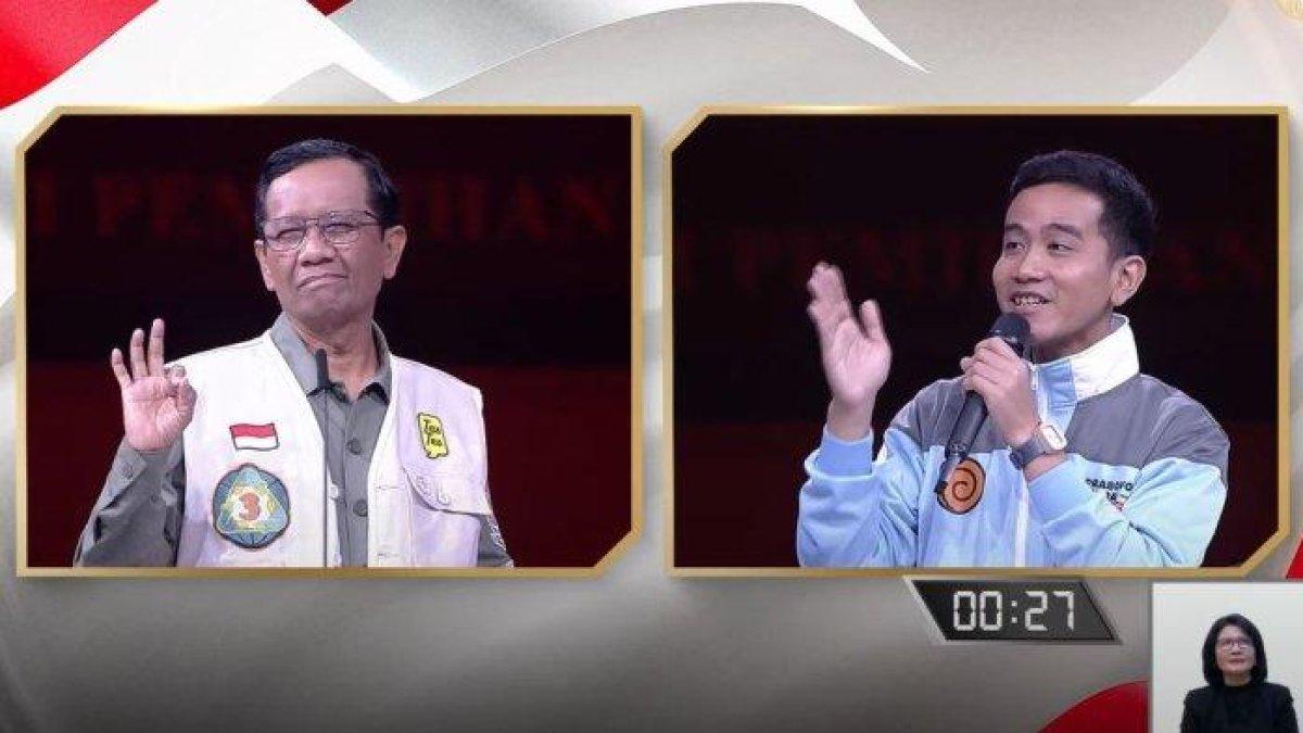 Cawapres 2024 Mahfud MD dan Cawapres 2024 Gibran di debat ke-2 Cawapres 2024, Minggu (21/1/2024)