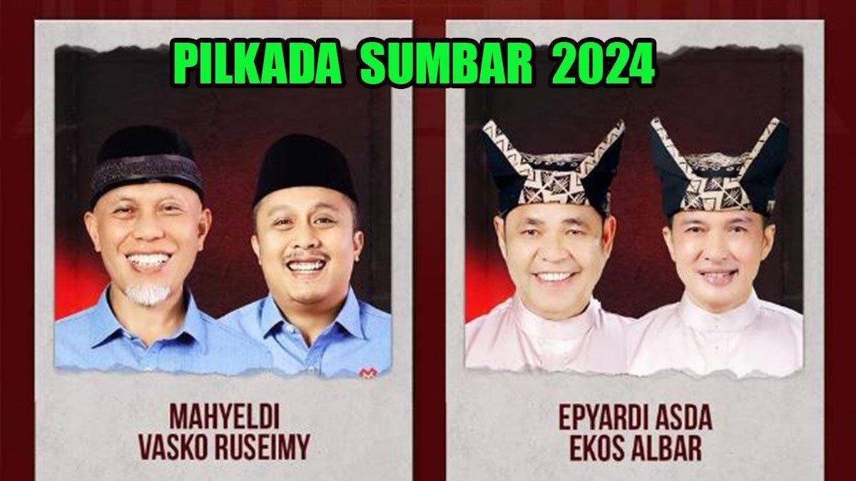 Real Count Pilkada Sumatera Barat (Sumbar) 2024 yang memenangkan paslon Mahyeldi-Vasco atas Epyardi-Ekos.