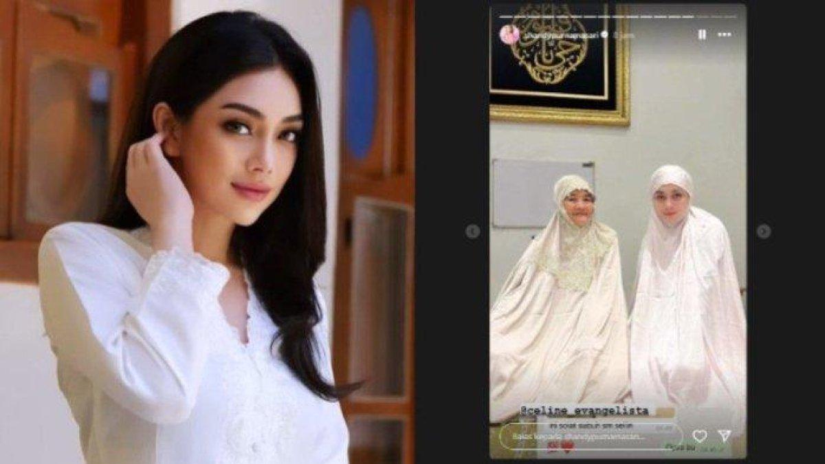 Celine Evangelista salat subuh bersama ibunda Shandy Purnamasari
