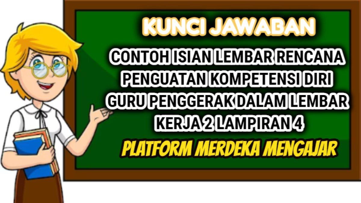 Contoh isian lembar rencana penguatan kompetensi diri Guru Penggerak dalam Lembar Kerja 2 Lampiran 4.