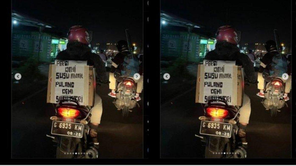 Curhat pemudik motor: Pergi Demi Susu Anak, Pulang Demi Susu Istri.