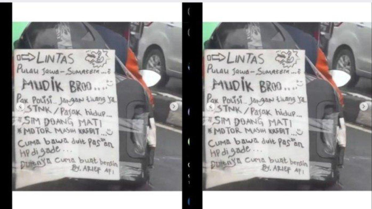 Curhat viral pemudik motor: Pak Polisi, jangan tilang ya..'