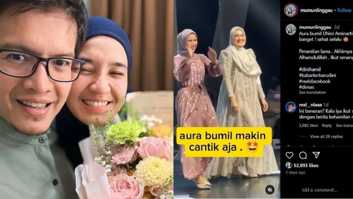 DHINI AMINARTI HAMIL? - (kiri) Potret Dhini Aminarti dan Dimas Seto diunggah di Instagram @dhiniaminarti pada Senin (24/2/2025) (kanan) Capture unggahan Instagram @mumulinggau. Ini fakta kabar kehamilan Dhini Aminarti yang viral
