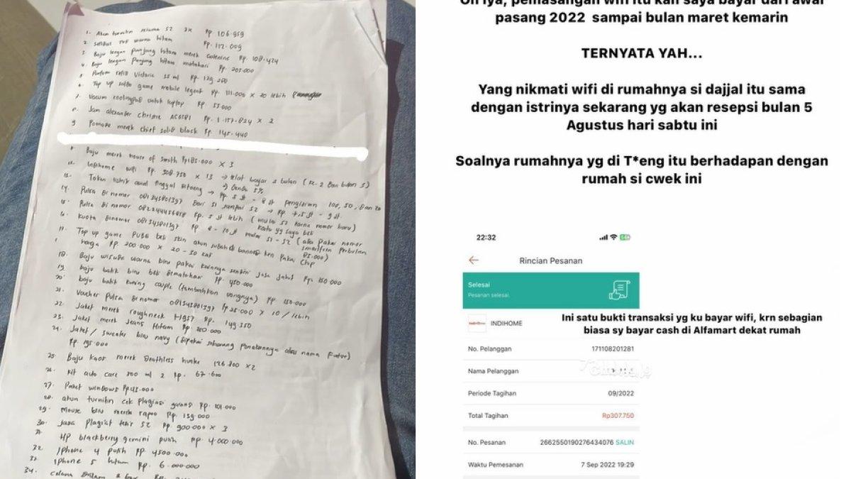 Daftar barang yang diminta Ayu Wulandari ke pacar