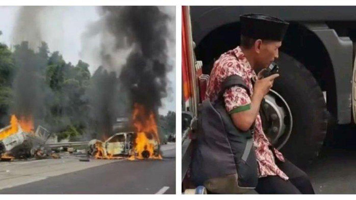 Detik-detik Heri sopir Bus Primajasa telp anaknya usai kecelakaan Tol Cikampek