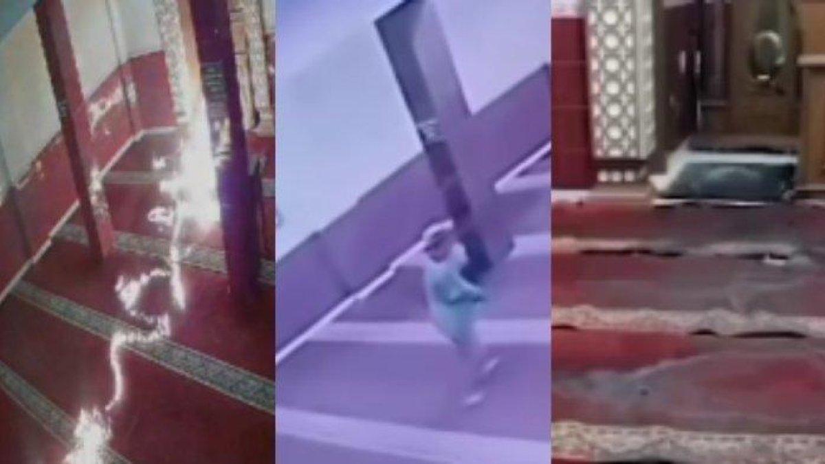 Detik-detik pria bakar masjid di Tanjung Priok. Pria itu terekam kamera CCTV
